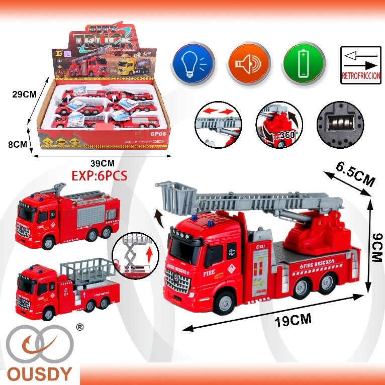 CAMION BOMBERO METALICO CON SONIDO Y LUZ