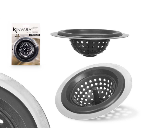 TAPON FREGADERO SILICONA ACERO NEGRO
