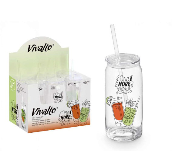 VASO TAPA PAJITA CRISTAL 600M