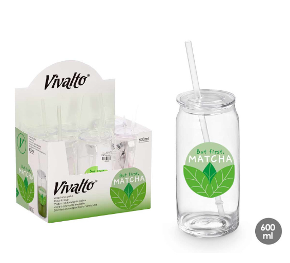 VASO TAPA PAJITA CRISTAL 600M