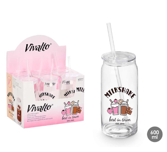 VASO TAPA PAJITA CRISTAL 600M