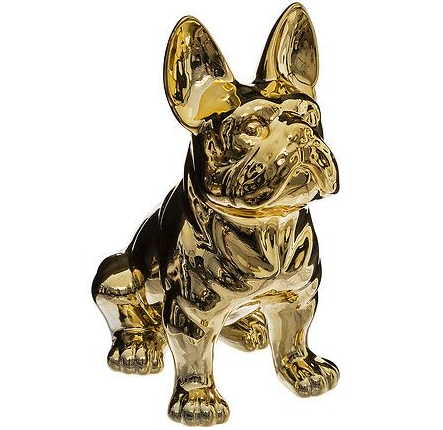 PERRO BULDOG EDEN CER_MICA DORADO  22 CM DE ALTO