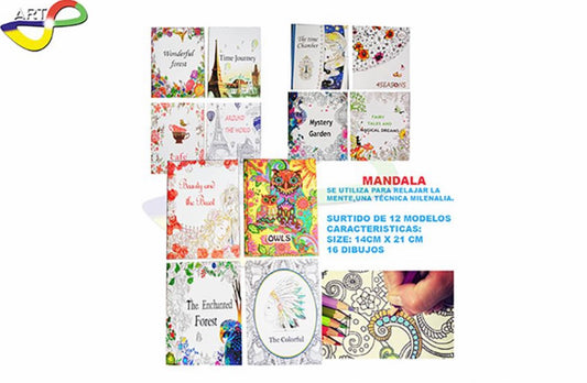 MANDALAS 14X21CM 16 DIBUJOS 100G