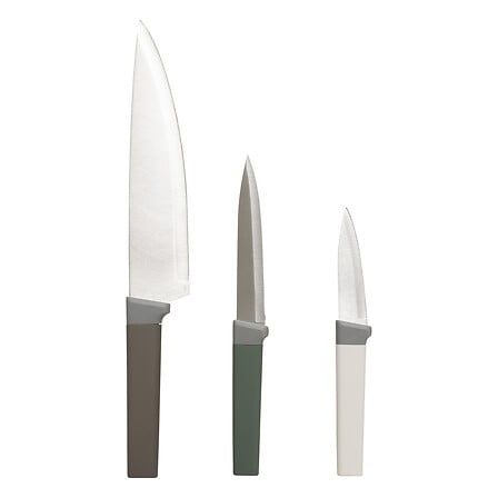 Lote de 3 cuchillos acero inoxidable PP a juego