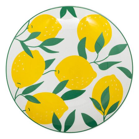 Plato llano Cítricos diámetro 27 cm porcelana blanca