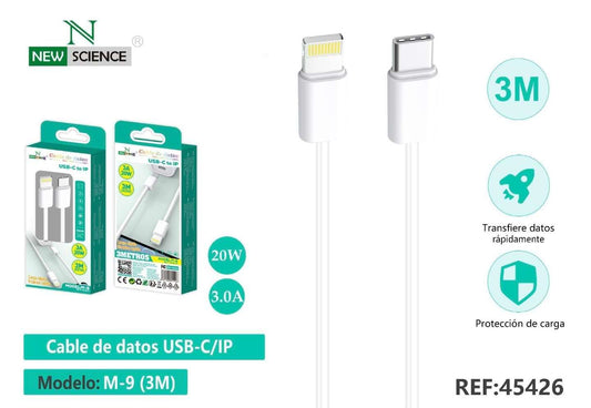 CABLE USB C-IP 20W 3M MODEL.M-9