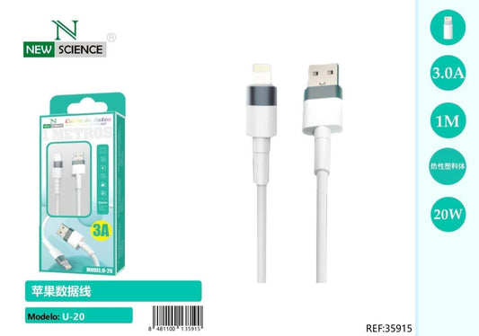 CABLE FOR IPHONE 5V/3.0A MODELO:U-20 BLANCO