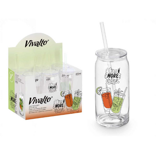 VASO TAPA PAJITA CRISTAL  600M