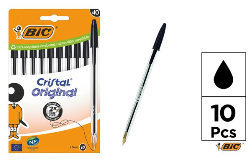 BOL_GRAFO CRISTAL MED 10 UDS. BLACK BIC