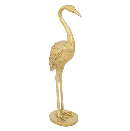 ESTATUA GARZA EN RESINA DORADA H41CM