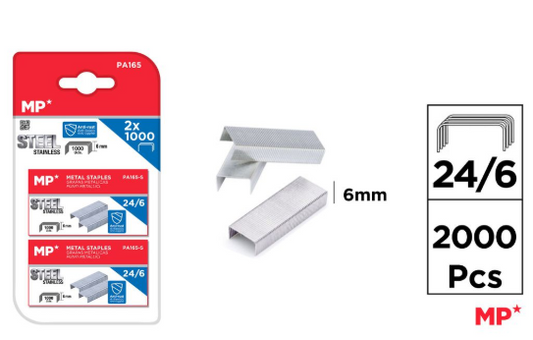 GRAPAS DE ACERO INOXIDABLE 24/6 2 X 1.000 UDS.