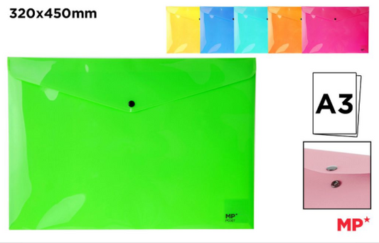 CARPETA BOTON A3 FLUORESCENTE **(1UD)** **(COLOR ALEATORIO)**