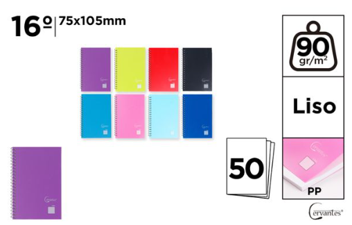 BLOCK PP DIECISEISAVO 50 HOJAS LISO. **(1UD)** **(COLOR ALEATORIO)**