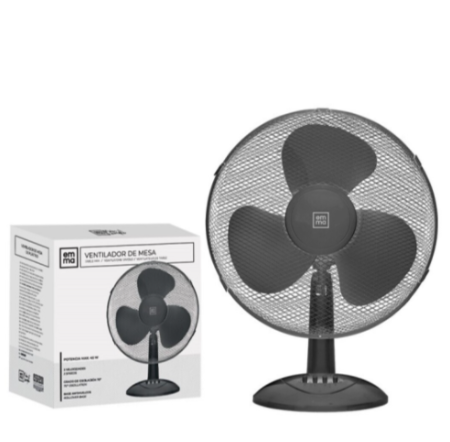 EMMA VENTILADOR MESA REDONDO NEGRO 43CM 45W GB1