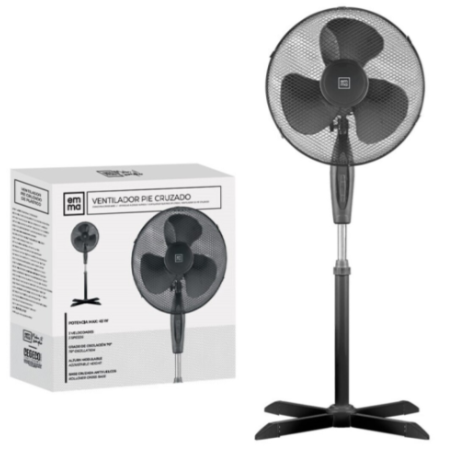 EMMA VENTILADOR PIE CRUZADO NEGRO 43CM 45W GB1